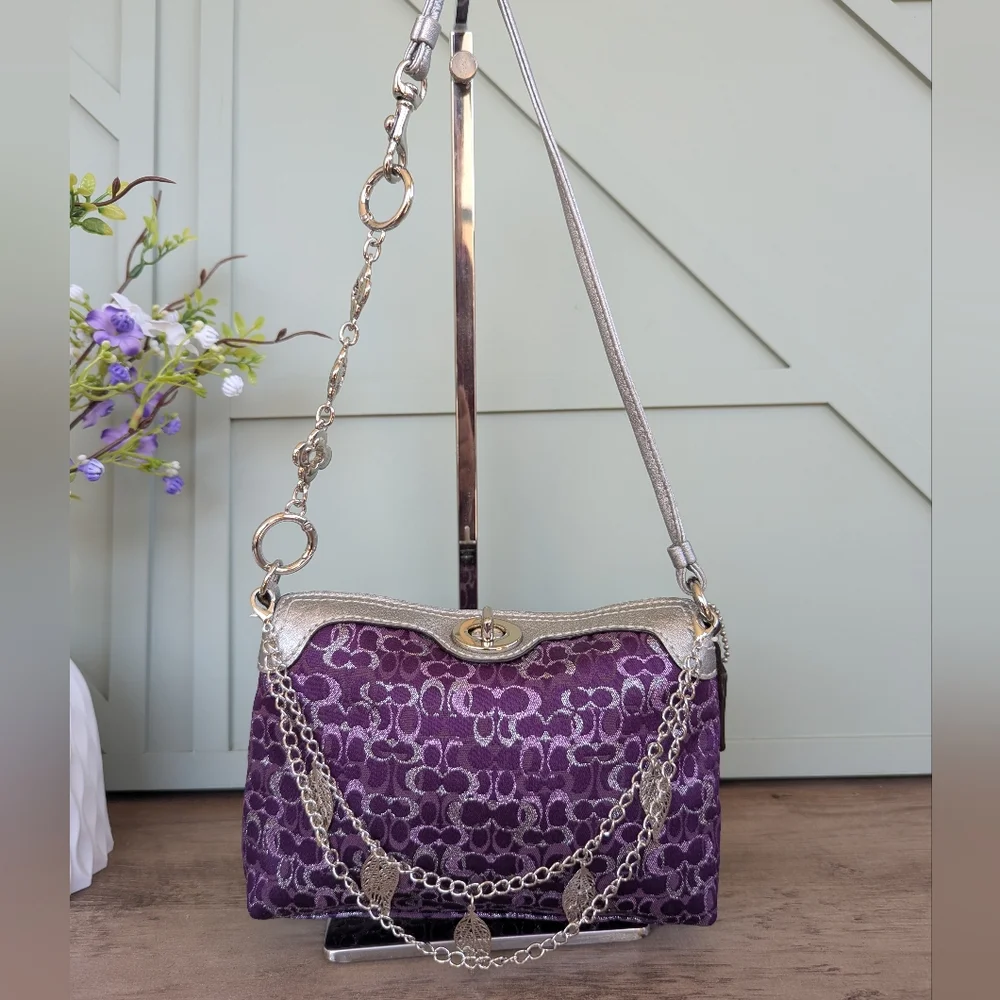 Vintage Y2K Coach Mini Purple Pochette Bag - Picture 2 of 10